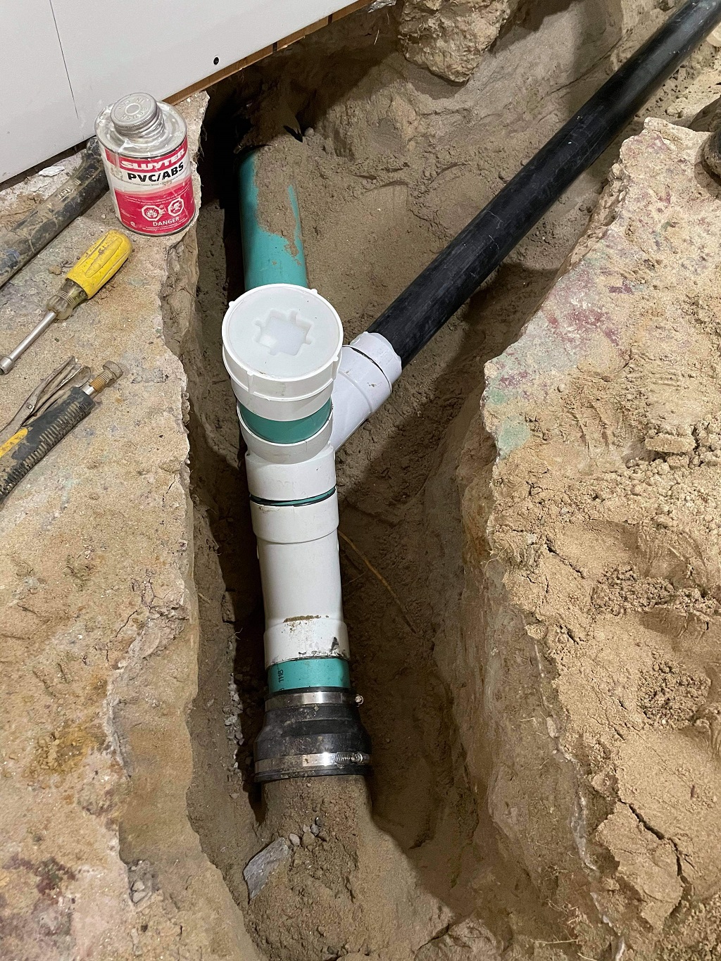 basement drain install 2